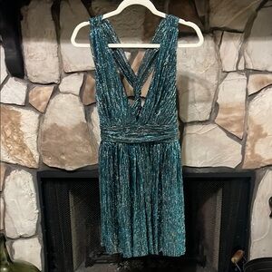 Lulu's Green Ruched Backless Halter Dress